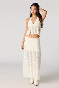 Jupe maxi fleurie en dentelle