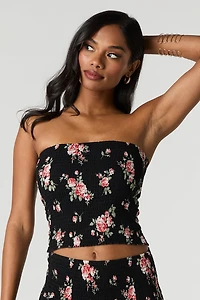 Haut tubulaire smocké fleuri