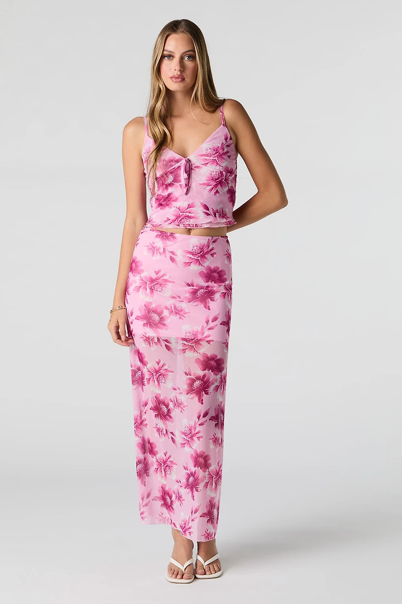 Jupe maxi fleurie avec fente