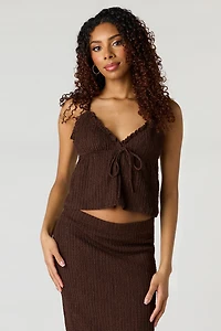 Textured V-Neck Babydoll Tank