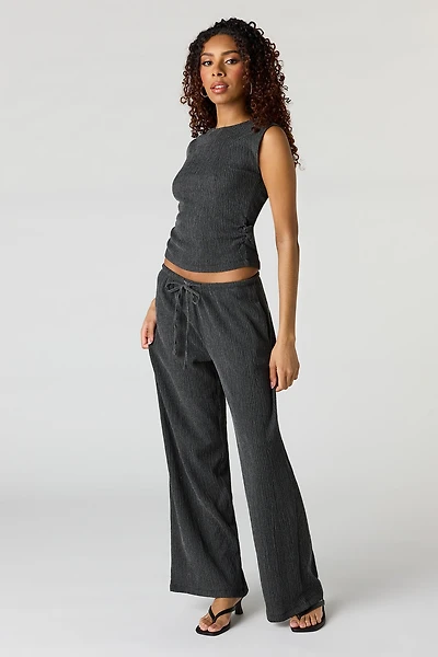 Textured Wide Leg Pant