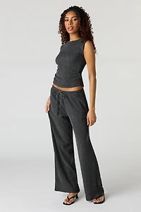 Textured Wide Leg Pant