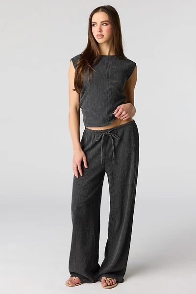 Textured Wide Leg Pant