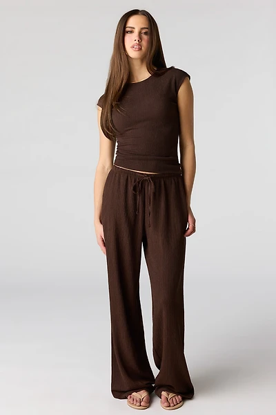 Pantalon texturé à jambe large