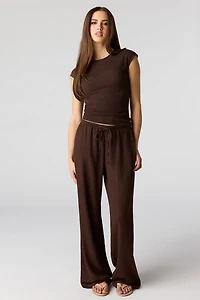 Pantalon texturé à jambe large