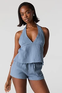 Textured Drawstring Short