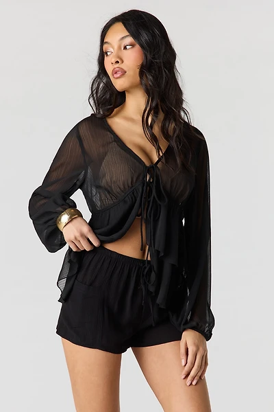 Textured Drawstring Short