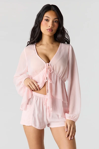 Textured Drawstring Short