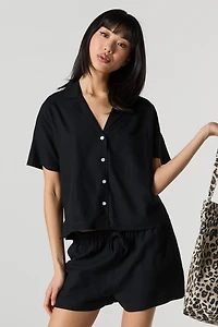 Linen-Blend Drawstring Short