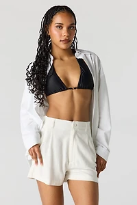 Short ajusté en mélange de lin