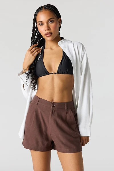 Linen-Blend Tailored Short