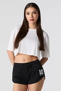 Graphic Fleece Drawstring Dolphin Short
