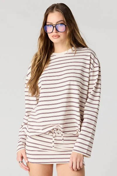 Jupe-short rayée à taille coulissante