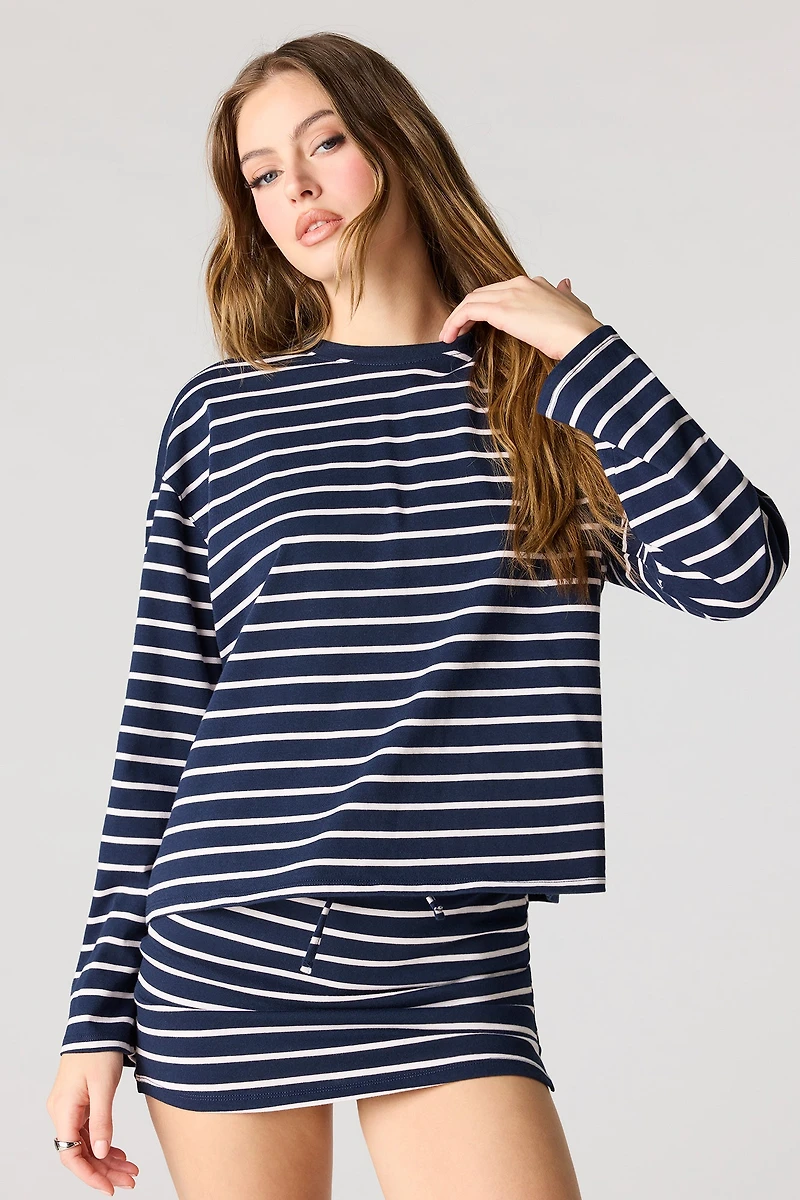 Striped Drawstring Skort