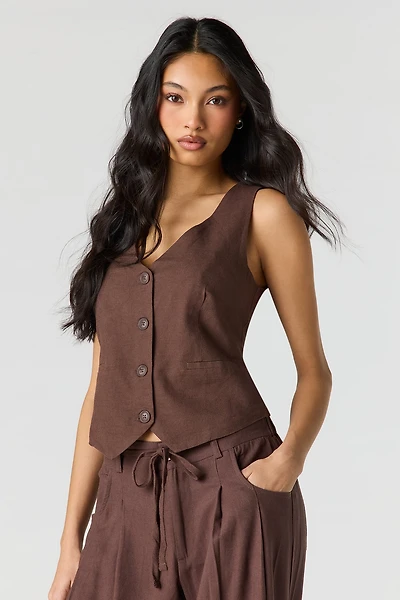 Linen-Blend Vest