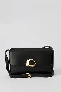 Faux Leather Metal Buckle Crossbody Purse