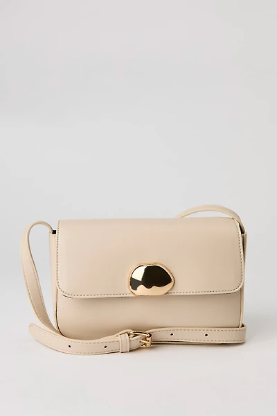 Faux Leather Metal Buckle Crossbody Purse