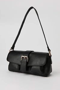 Faux Leather Buckle Shoulder Bag