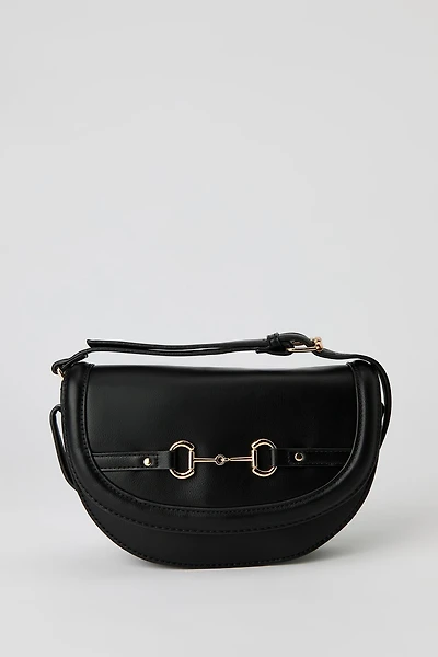Faux Leather Crossbody Saddle Bag