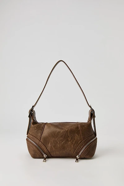 Sac à bandoulière en similicuir avec fermetures glissière latérales