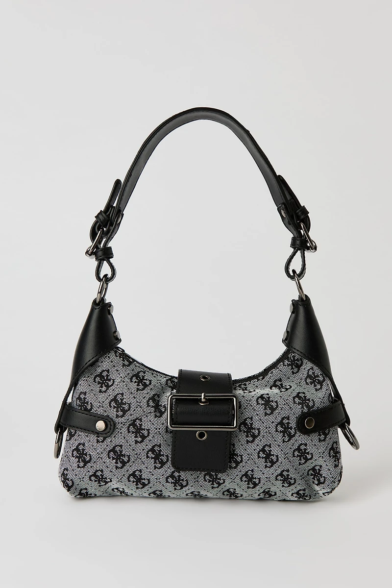 Faux Leather Contrast Shoulder Bag