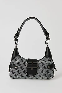 Faux Leather Contrast Shoulder Bag