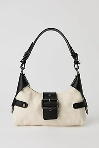 Faux Leather Contrast Shoulder Bag