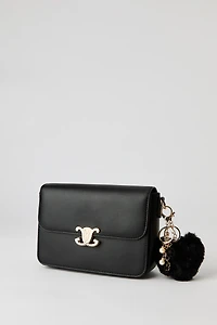 Faux Leather Crossbody Bag with Keychain