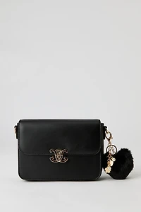 Faux Leather Crossbody Bag with Keychain