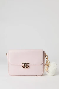 Faux Leather Crossbody Bag with Keychain