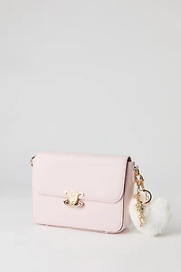 Faux Leather Crossbody Bag with Keychain