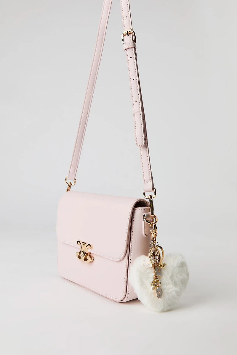 Sac messager en similicuir avec porte-clés