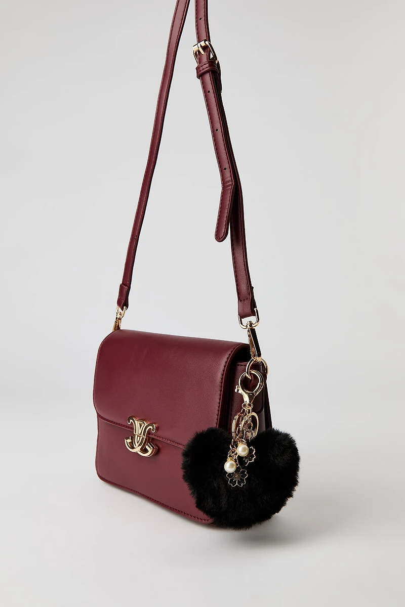 Sac messager en similicuir avec porte-clés