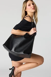 Faux Leather Slouchy Shoulder Bag