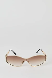 Double Heart Shield Sunglasses