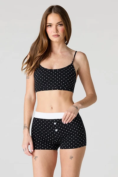 Printed Bralette & Boy Short Set