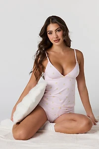 V-Neck Lace Trim Tank & Boy Short Pajama Set