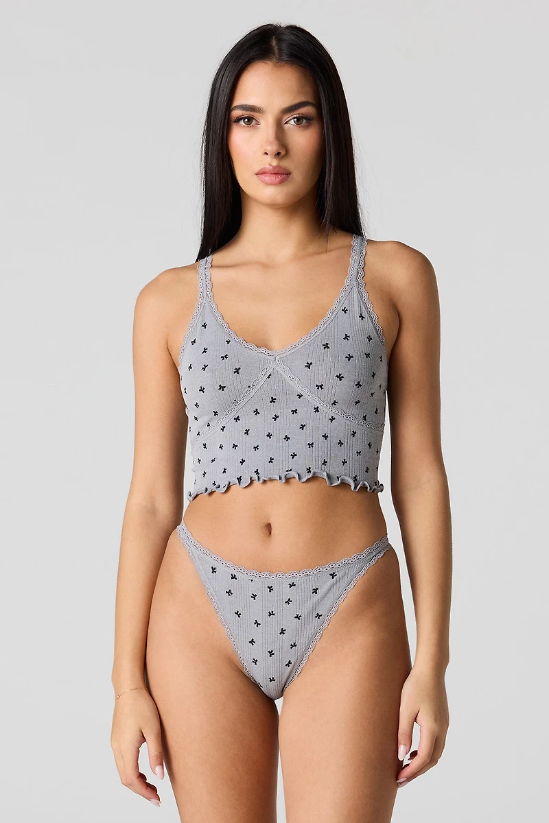 Seamless Ribbed Tank & Thong Set