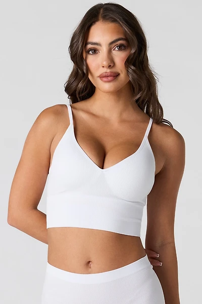 Soutien-gorge côtelé coussiné sans couture