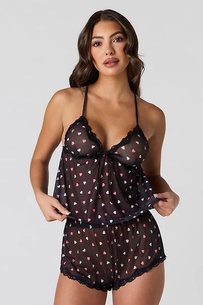 Mesh Babydoll Tank & Short Pajama Set