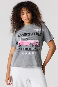 Ford Mustang Graphic Washed Boyfriend T-Shirt