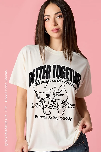 Kuromi™ & My Melody™ Flock Print Boyfriend T-Shirt
