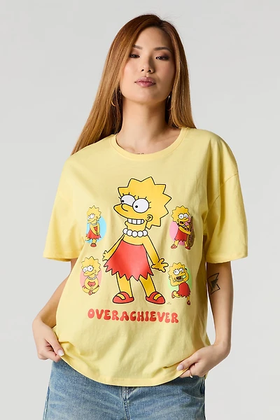 T-shirt de coupe garçonne à imprimé Lisa Simpson