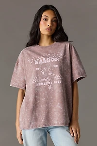 T-shirt surdimensionné en coton lourd de luxe à imprimé délavé Playboy