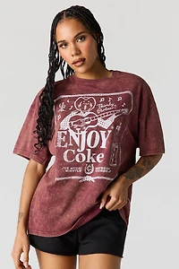 T-shirt surdimensionné délavé à imprimé Coke