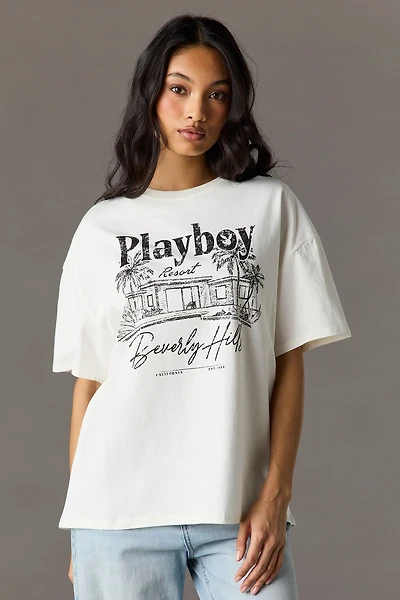Luxe Heavy Cotton Playboy Oversized Graphic T-Shirt