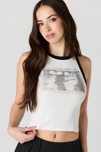 High Neck Music Graphic Tank