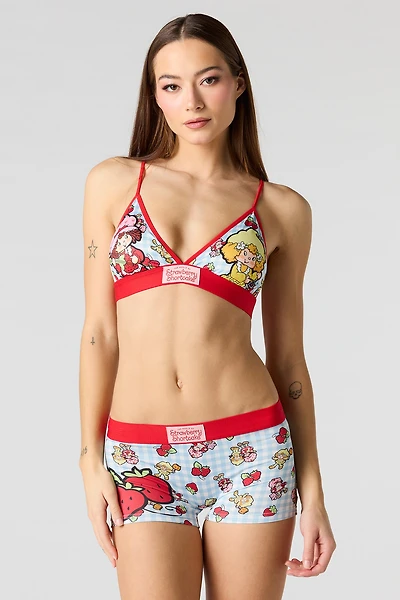 Strawberry Shortcake Triangle Bralette & Boy Short 2 Piece Set