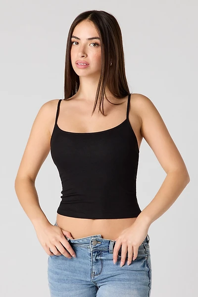 Ribbed Scoop Neck Braless Cami