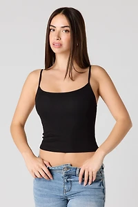 Ribbed Scoop Neck Braless Cami
